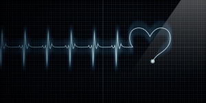 Horizontal Pulse Trace Heart Monitor with the symbol of a heart inline with the pulse.
